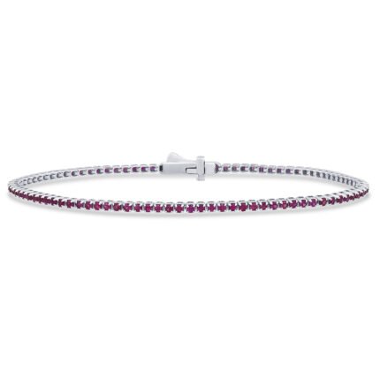 <span style="color:purple">SPECIAL!</span> 1.62ct G SI 14K White Gold Natural Ruby Tennis Bracelet 7"