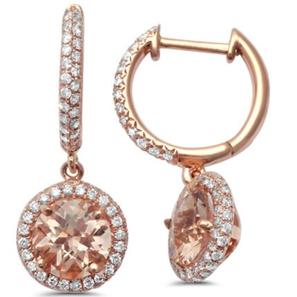 <span>GEMSTONE CLOSEOUT! </span> 1.93cts Round  Morganite Gemstone & Diamond 14k Earrings