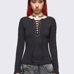 import placeholder for khaela black lace up top 29938202